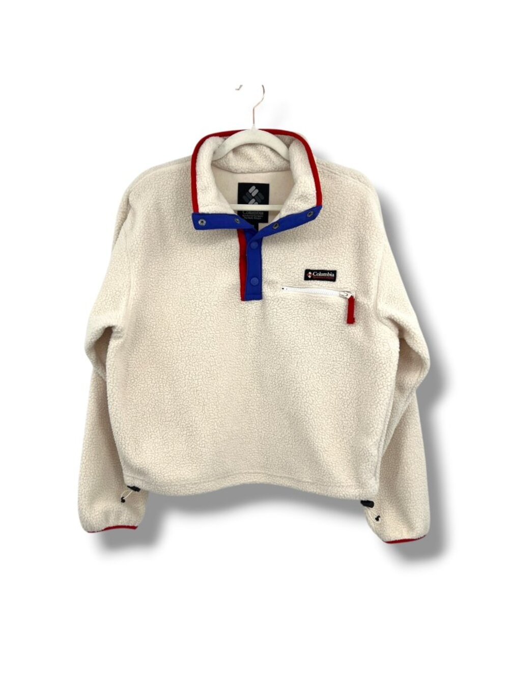 Columbia Helvetia II Cropped Half Snap Cream Sherpa Fleece Pullover Medium